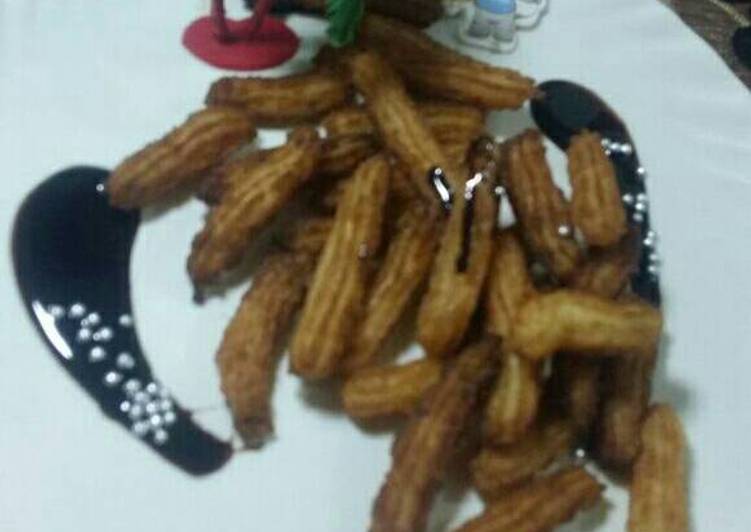 Recipe of Perfect Eggless churros with chocolate sauce