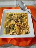 Potaje de garbanzos con calabaza y angula de monte silvestre