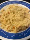 Risotto de arroz con pollo y azafrán