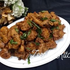 Leftover Bhindi Fry Pakoras A picture of Leftover Bhindi Fry Pakoras.