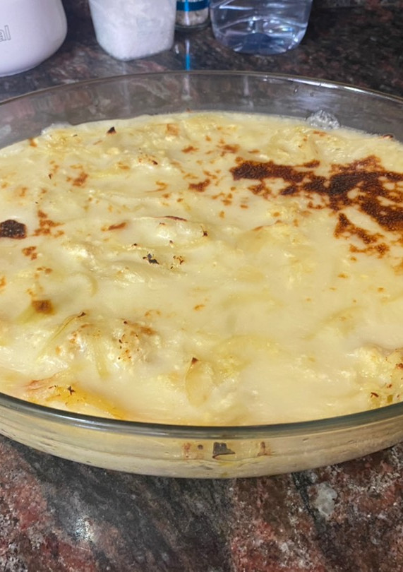Una foto de Bacalao a la portuguesa con nata