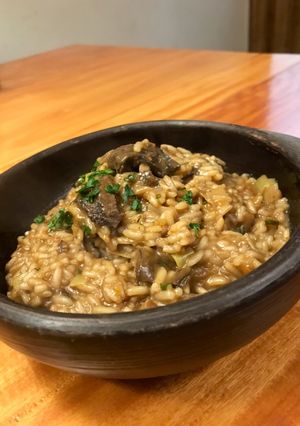 Una foto de Risotto de hongos