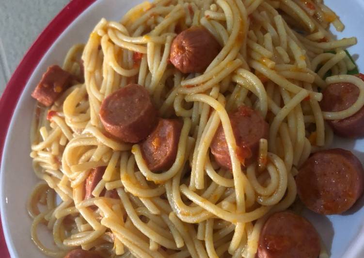 Simple Way to Prepare Award-winning Sausage in Spaghetti