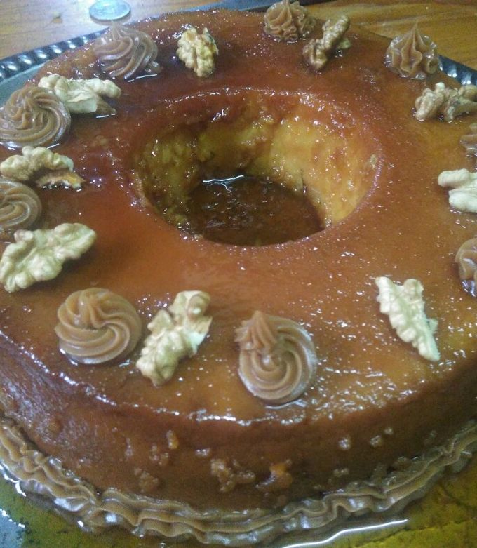 Una foto de Budín de pan con flan al horno muy fácil
