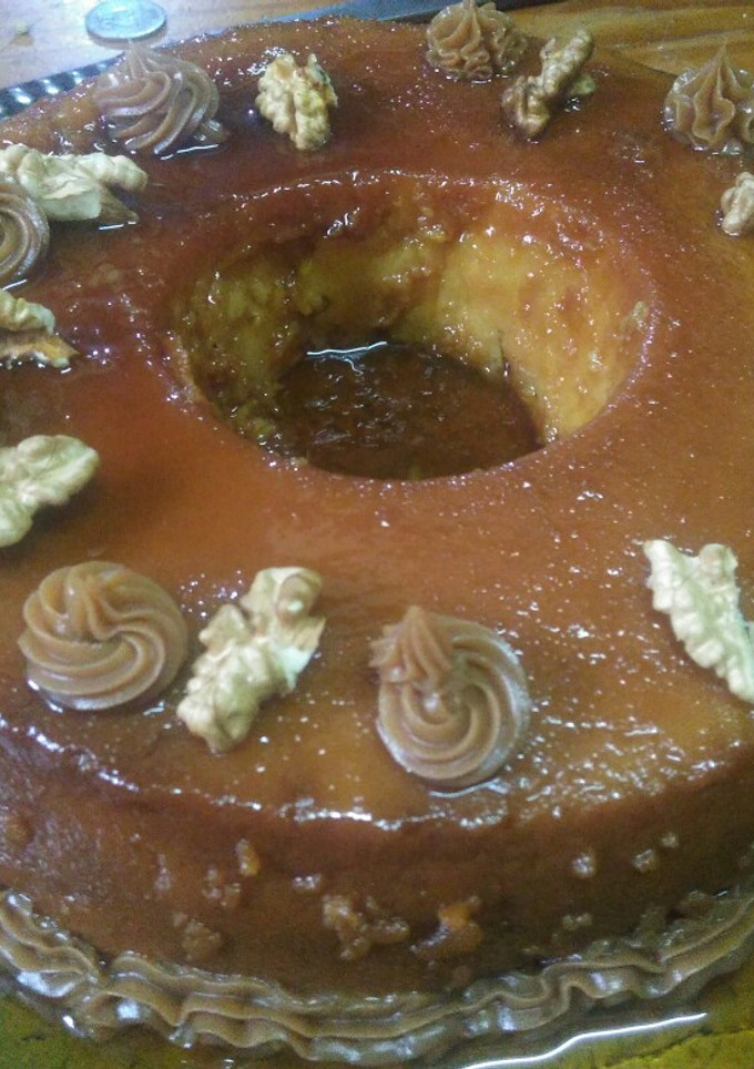 Una foto de Budín de pan con flan al horno muy fácil