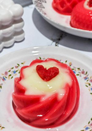 Foto resep Puding Stroberi Vanila