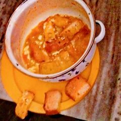 Tomato soup without onion n garlic A picture of Tomato soup without onion n garlic.