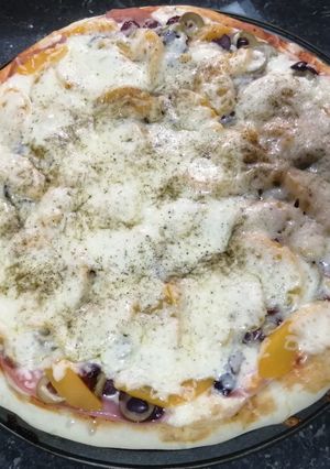 Una foto de Pizza de durazno a mi estilo