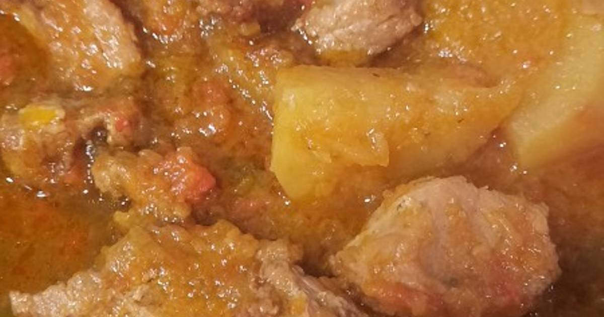 Misión Garantizar huella Estofado de cerdo en olla express (carne en salsa) Receta de Merche- Cookpad
