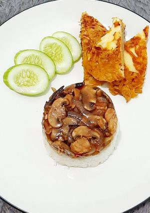 Foto resep Nasi tim ayam jamur