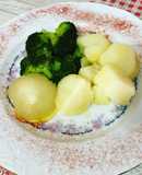 Brócoli con patatas y cebolla hervido y aliñado con Vidalim
