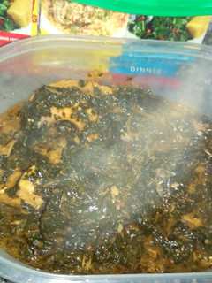 A picture of Achi bitterleaf soup.