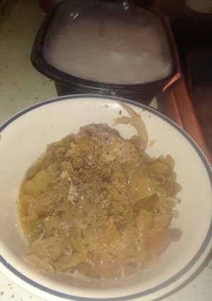 A picture of Lucky New Year's Crockpot Pork and Kraut.