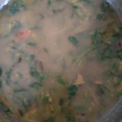 A picture of Drumsticks leaves with healthy moong soup.