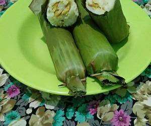 Cara Memasak Cepat Nasi uduk bakar isi ayam suwir pedas Enak Sempurna