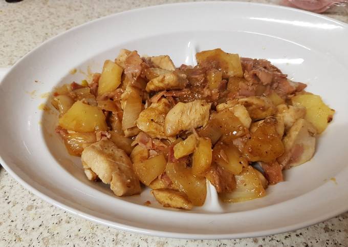 Sweet Chicken, Ham and pineapple bake Recipe