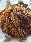 Agbugbu na achicha (Pigeon pea and dried cocoyam porridge)