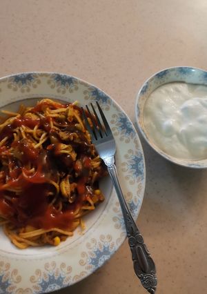 عکسی از دستور ماکارانی با هویج و سیب زمینی 🍝