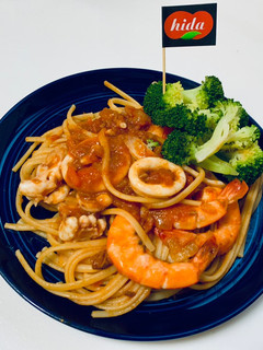 蕃茄海鮮義大利麵 的食譜成品照片