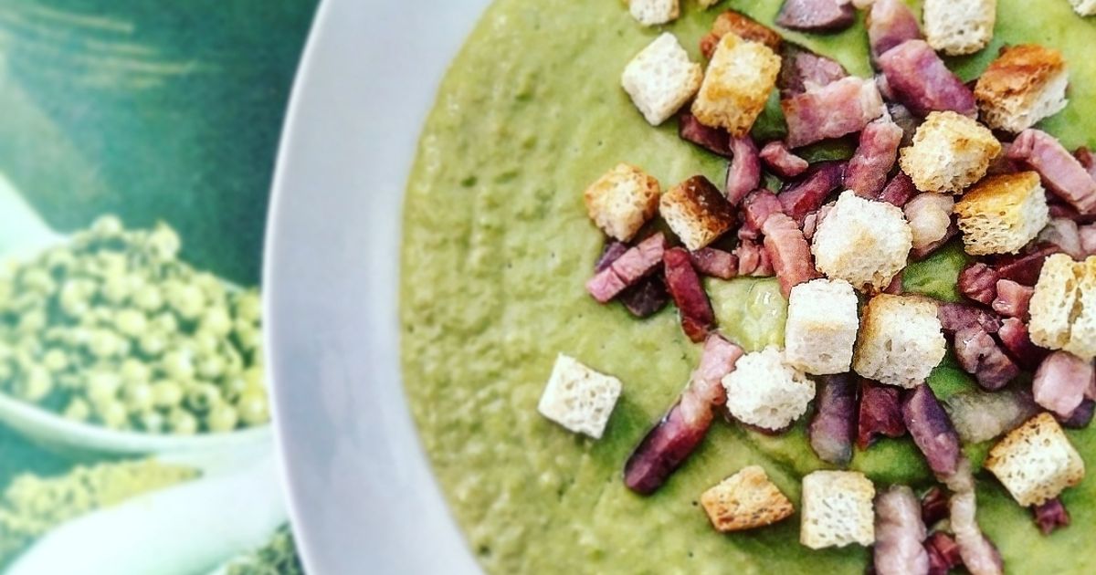 Ricetta Crema Di Piselli E Ricotta Con Speck E Pane Croccante di Ale In ...