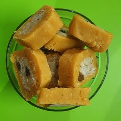 A picture of Dry fruit stuffed peanut roll.