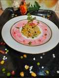 Sago Veggie Khichdi With Beetroot Raita