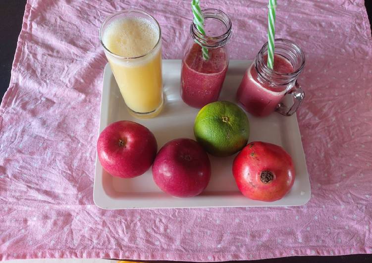 Simple Way to Make Quick Pomegranate apple/ and mosambi/orange juice / refreshing healthy