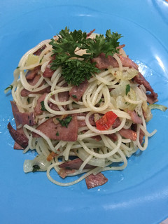 Foto resep Smoke Beef spaghetti Aglio Olio