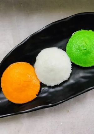 A picture of Tri colour idli.