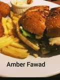 Mutton shami kabab burger with plain yoghurt and fry potato 😋😋