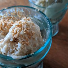 A picture of Banana + coconut cheat ice cream.
