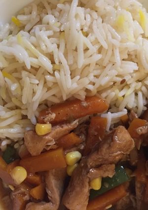 صورة لوصفة دجاج صيني مع الارز