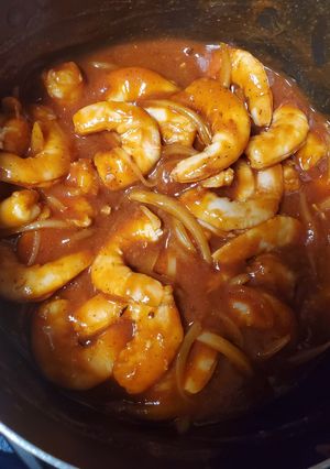 Una foto de Camarones a la diabla