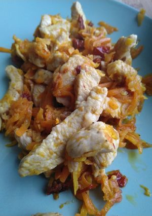 Une photo de Émincé de dinde tomate confite