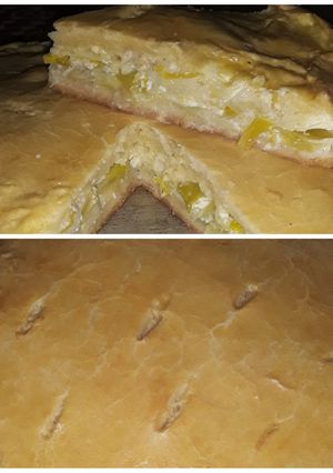 Una foto de Torta de puerros muy rica y cremosa