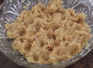 Una foto de Puré de camote con atún y crema de cacahuate San Valentín