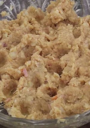 Una foto de Puré de camote con atún y crema de cacahuate San Valentín