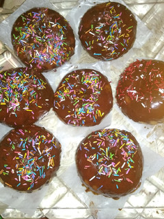 A picture of Homemade donuts.