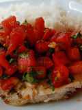 Fish with Spicy tomato watermelon salsa