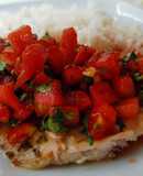 Fish with Spicy tomato watermelon salsa