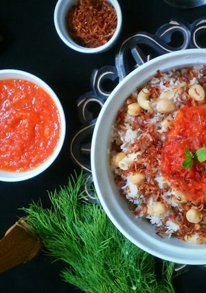 A picture of Koshari Rice from Egypt.