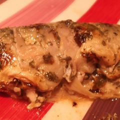 A picture of Mackerel with mustard and lemon butter.