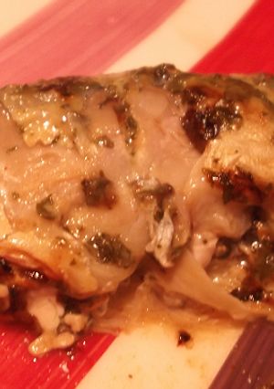 A picture of Mackerel with mustard and lemon butter.