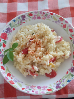 Una foto de Risotto Caprese