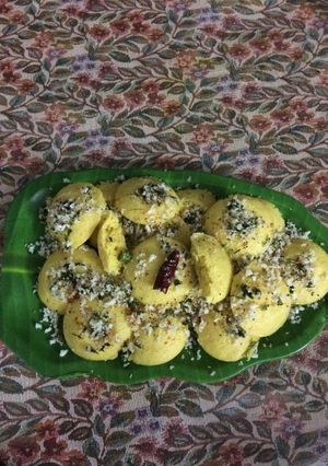 A picture of Khaman Dokhla.