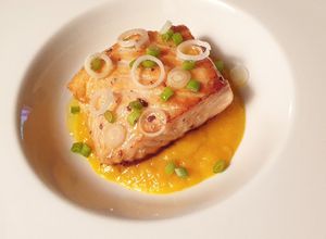 Foto di Salmone su Vellutata di Zucca e Zenzero