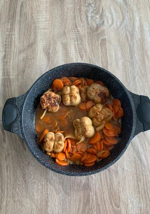 A picture of Paupiettes with Onions and Carrots.