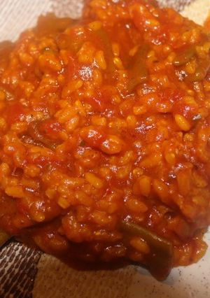 Una foto de Arroz con judías verdes