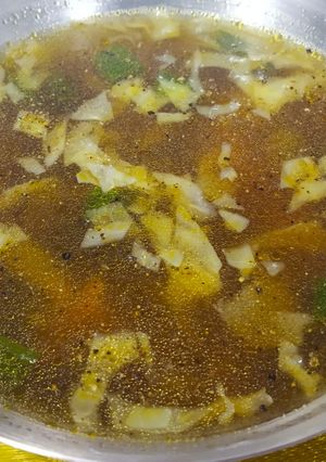 A picture of Hot and sour soup.