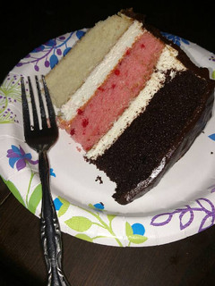 A picture of Neapolitan dream cake.